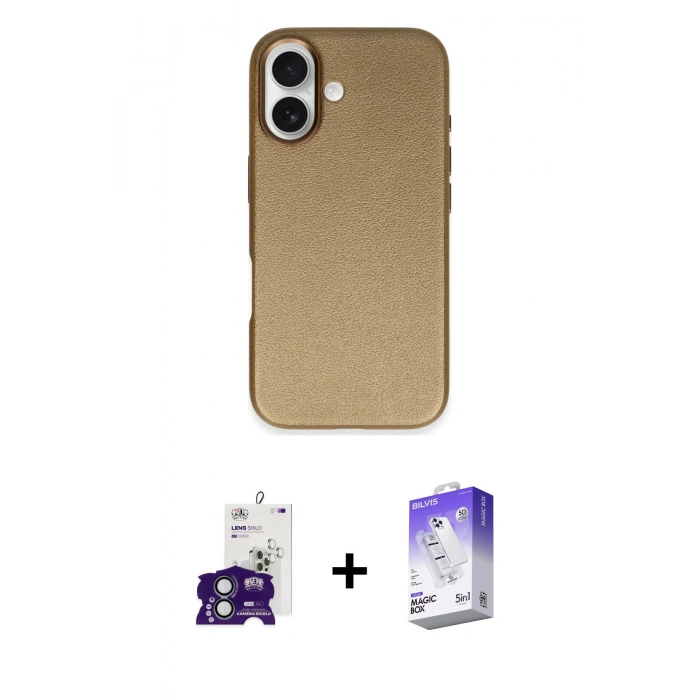 MARSİLYAN™- iPhone 16 Kılıf Zirve Modern Prime - Siyah Bilvis 5in1 3D Magic Cam Ekran Koruyucu + Bilvis Titan Kamera Lens - YL