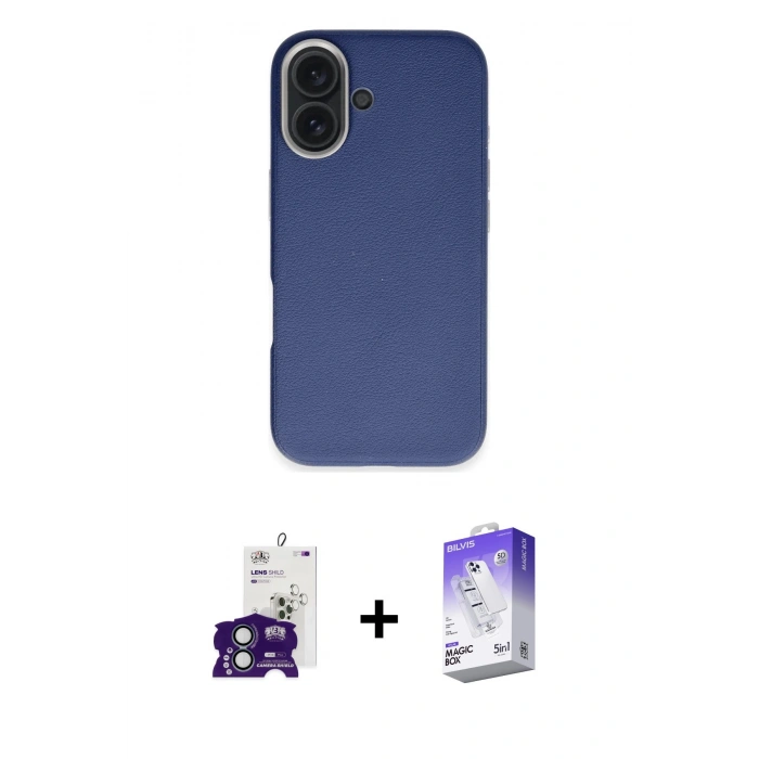 MARSİLYAN™- iPhone 16 Kılıf Zirve Modern Prime - Siyah Bilvis 5in1 3D Magic Cam Ekran Koruyucu + Bilvis Titan Kamera Lens - YL
