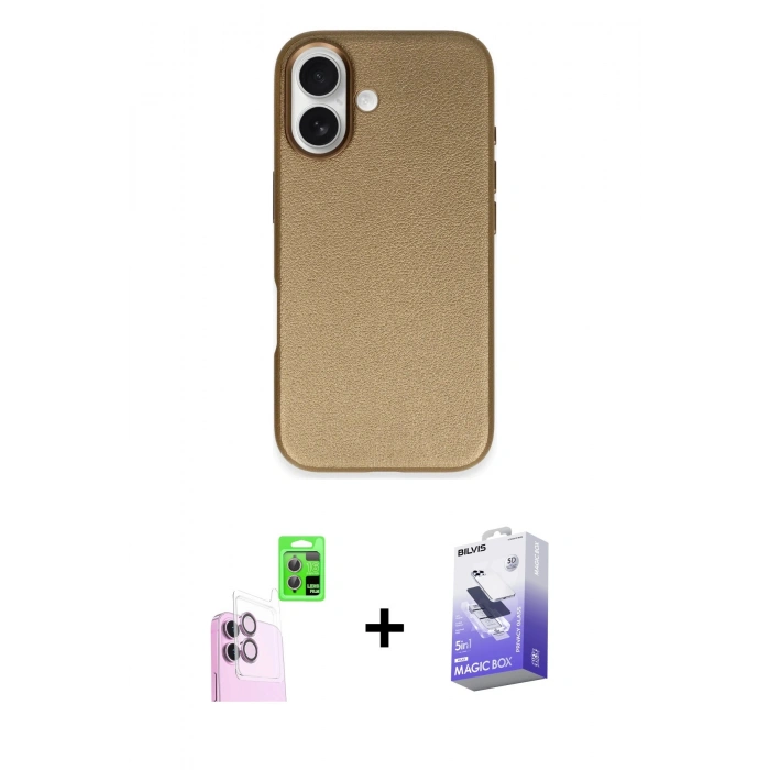 MARSİLYAN™- iPhone 16 Kılıf Zirve Modern Prime - Siyah Bilvis 5in1 5D Magic Hayalet Cam Ekran Koruyucu + Raze Metal Kamera Lens - PE
