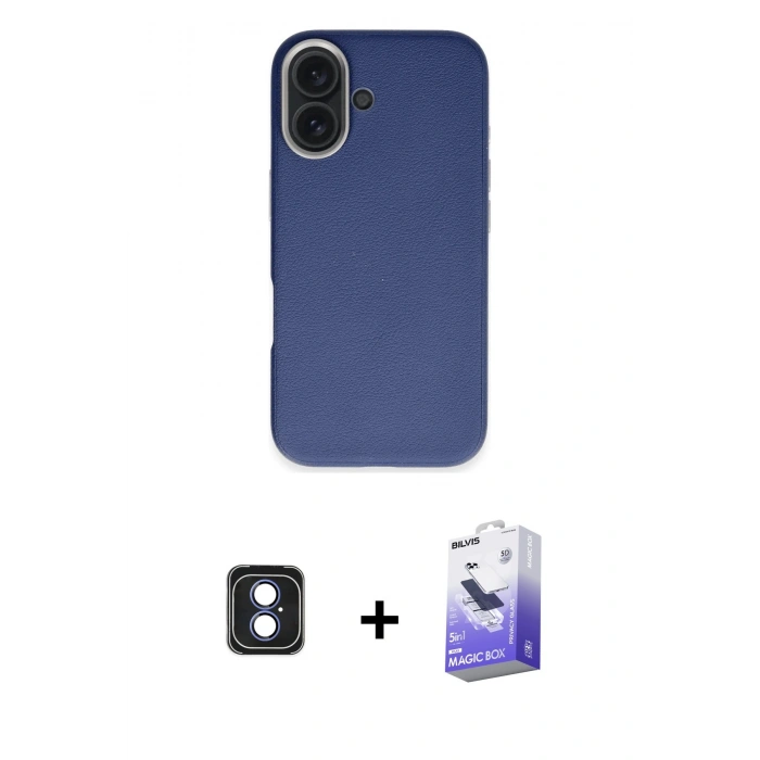 MARSİLYAN™- iPhone 16 Kılıf Zirve Modern Prime - Siyah Bilvis 5in1 5D Magic Hayalet Cam Ekran Koruyucu + PVD Metal Kamera Lens - MI