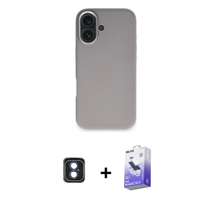MARSİLYAN™- iPhone 16 Kılıf Zirve Modern Prime - Siyah Bilvis 5in1 5D Magic Hayalet Cam Ekran Koruyucu + PVD Metal Kamera Lens - MI