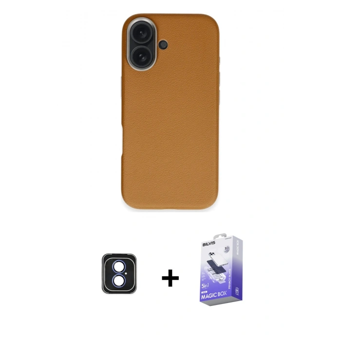 MARSİLYAN™- iPhone 16 Kılıf Zirve Modern Prime - Siyah Bilvis 5in1 5D Magic Hayalet Cam Ekran Koruyucu + PVD Metal Kamera Lens - MI
