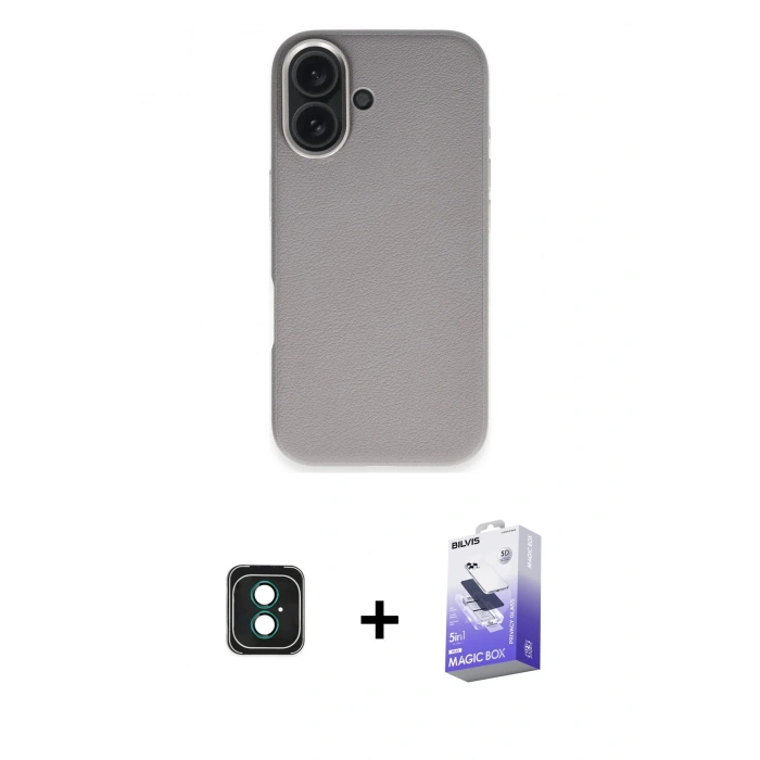 MARSİLYAN™- iPhone 16 Kılıf Zirve Modern Prime - Siyah Bilvis 5in1 5D Magic Hayalet Cam Ekran Koruyucu + PVD Metal Kamera Lens - YL