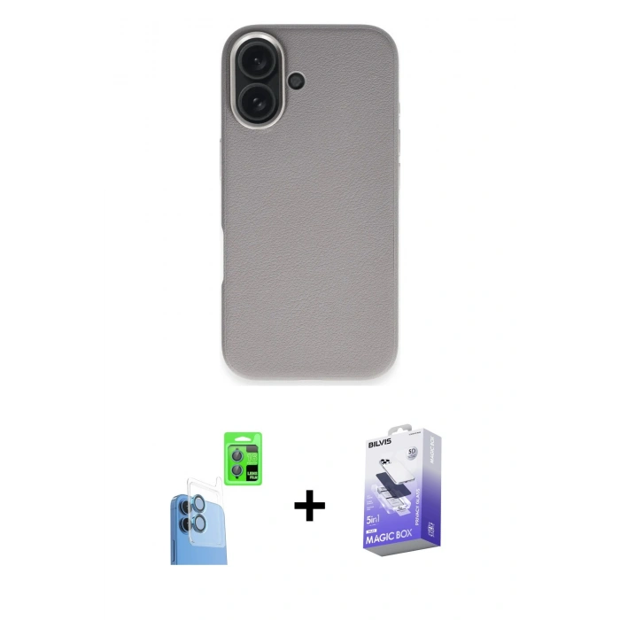MARSİLYAN™- iPhone 16 Kılıf Zirve Modern Prime - Siyah Bilvis 5in1 5D Magic Hayalet Cam Ekran Koruyucu + Raze Metal Kamera Lens - LT