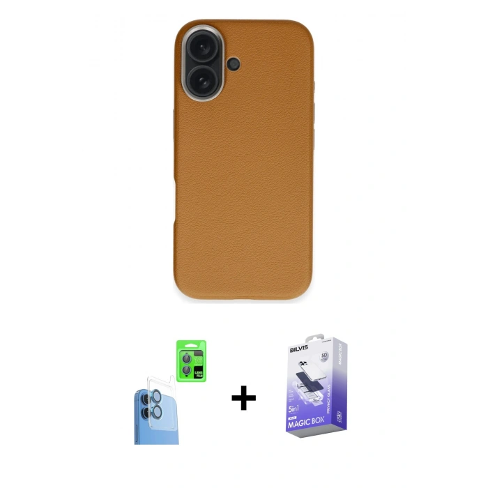 MARSİLYAN™- iPhone 16 Kılıf Zirve Modern Prime - Siyah Bilvis 5in1 5D Magic Hayalet Cam Ekran Koruyucu + Raze Metal Kamera Lens - LT
