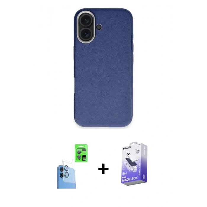MARSİLYAN™- iPhone 16 Kılıf Zirve Modern Prime - Siyah Bilvis 5in1 5D Magic Hayalet Cam Ekran Koruyucu + Raze Metal Kamera Lens - LT