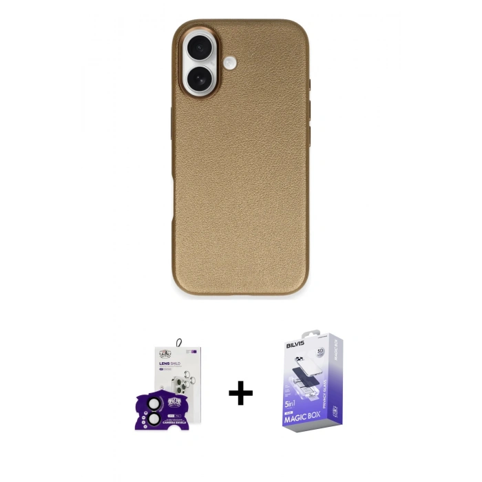 MARSİLYAN™- iPhone 16 Kılıf Zirve Modern Prime - Siyah Bilvis 5in1 5D Magic Hayalet Cam Ekran Koruyucu + Bilvis Titan Kamera Lens - SH