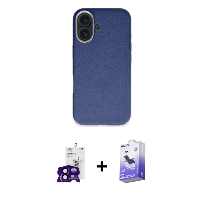 MARSİLYAN™- iPhone 16 Kılıf Zirve Modern Prime - Siyah Bilvis 5in1 5D Magic Hayalet Cam Ekran Koruyucu + Bilvis Titan Kamera Lens - SH