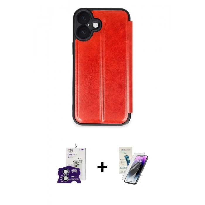 MARSİLYAN™- iPhone 16 Kılıf Zirve Yansıma Serisi - Şeffaf Pasifik Cam Ekran Koruyucu + Bilvis Titan Kamera Lens - YL