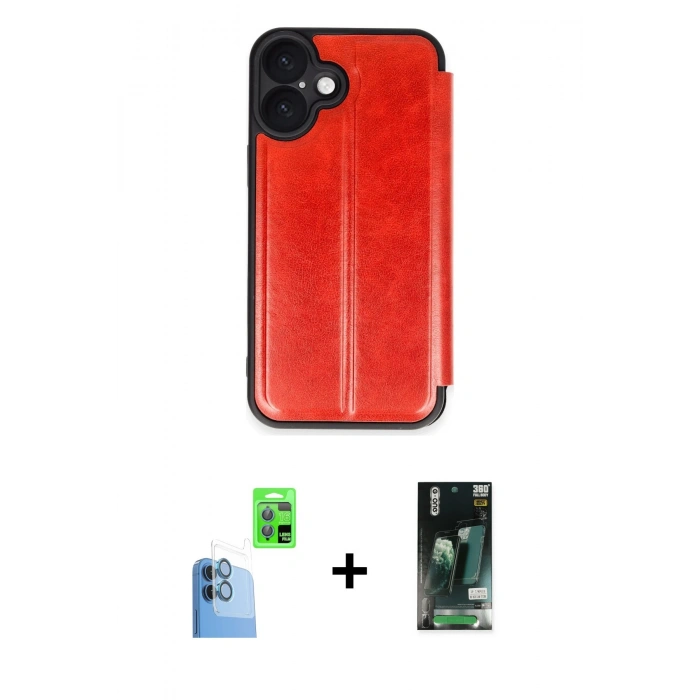 MARSİLYAN™- iPhone 16 Kılıf Zirve Yansıma Serisi - Siyah 360 Mat Full Body Arka Koruyucu + Raze Metal Kamera Lens - LT