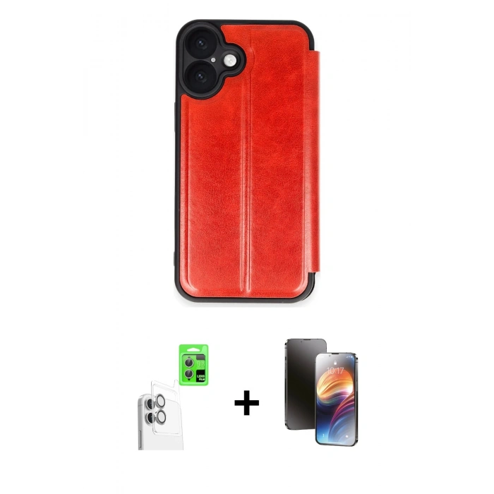 MARSİLYAN™- iPhone 16 Kılıf Zirve Yansıma Serisi - Siyah 3D Antistatik Mat Seramik Nano Ekran Koruyucu + Raze Metal Kamera Lens - BZ