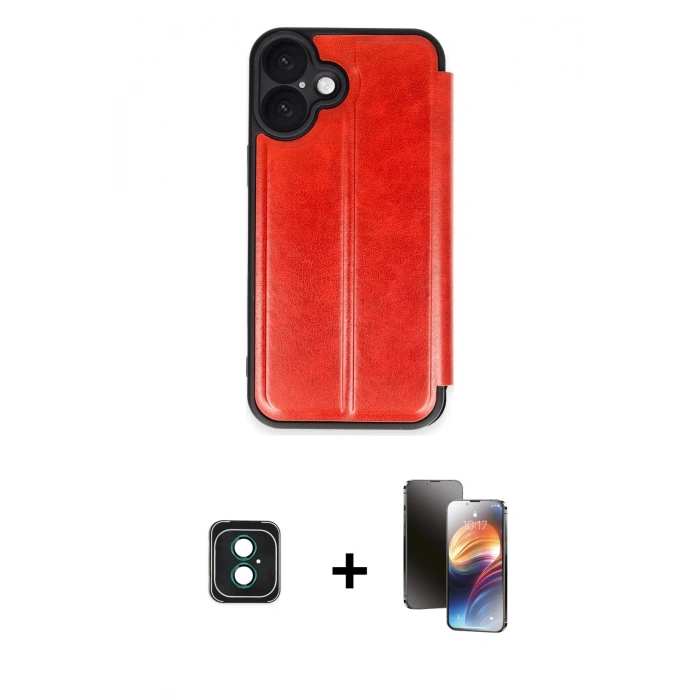MARSİLYAN™- iPhone 16 Kılıf Zirve Yansıma Serisi - Siyah 3D Antistatik Mat Seramik Nano Ekran Koruyucu + PVD Metal Kamera Lens - YL