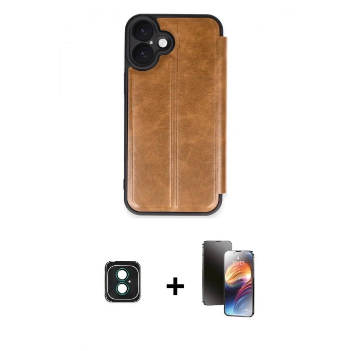 MARSİLYAN™- iPhone 16 Kılıf Zirve Yansıma Serisi - Siyah 3D Antistatik Mat Seramik Nano Ekran Koruyucu + PVD Metal Kamera Lens - YL
