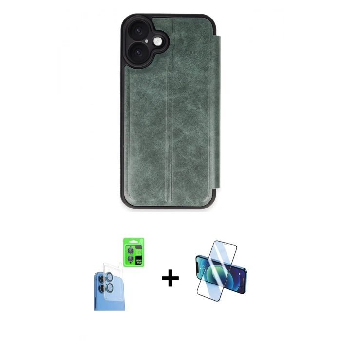 MARSİLYAN™- iPhone 16 Kılıf Zirve Yansıma Serisi - Siyah 3D Antistatik Seramik Nano Ekran Koruyucu + Raze Metal Kamera Lens - LT