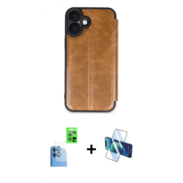 MARSİLYAN™- iPhone 16 Kılıf Zirve Yansıma Serisi - Siyah 3D Antistatik Seramik Nano Ekran Koruyucu + Raze Metal Kamera Lens - LT