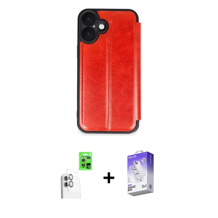 MARSİLYAN™- iPhone 16 Kılıf Zirve Yansıma Serisi - Siyah Bilvis 5in1 3D Magic Cam Ekran Koruyucu + Raze Metal Kamera Lens - BZ