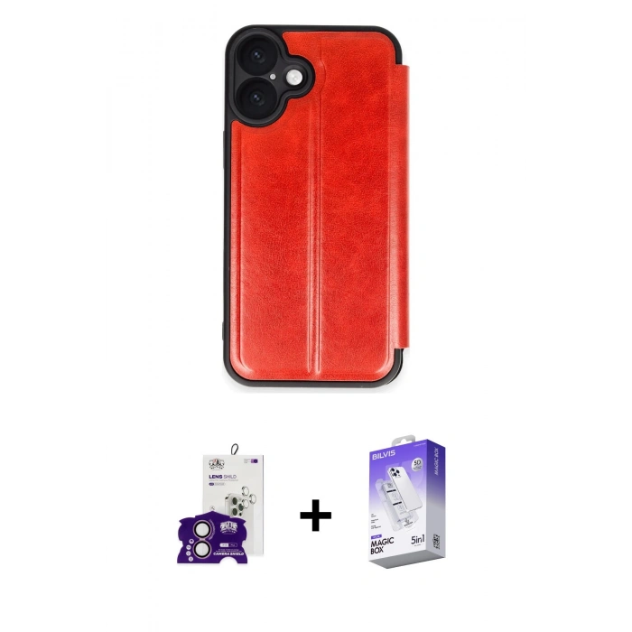MARSİLYAN™- iPhone 16 Kılıf Zirve Yansıma Serisi - Siyah Bilvis 5in1 3D Magic Cam Ekran Koruyucu + Bilvis Titan Kamera Lens - PE