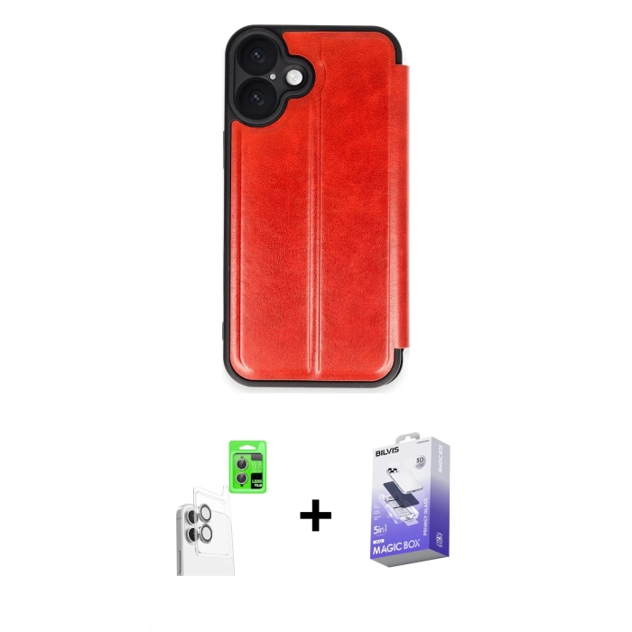 MARSİLYAN™- iPhone 16 Kılıf Zirve Yansıma Serisi - Siyah Bilvis 5in1 5D Magic Hayalet Cam Ekran Koruyucu + Raze Metal Kamera Lens - BZ