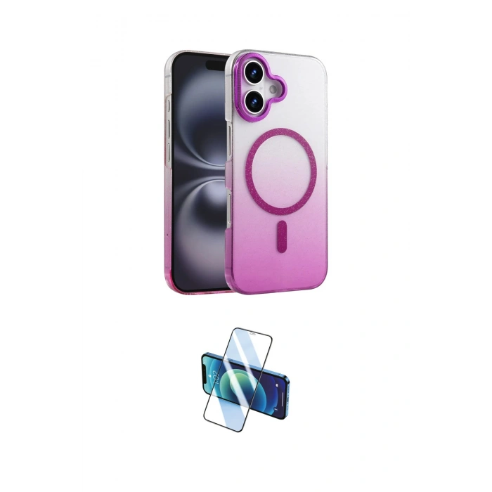 MARSİLYAN™- iPhone 16 Plus Kılıf Ahenk Doku Özel Seri - Siyah 3D Antistatik Seramik Nano Ekran Koruyucu