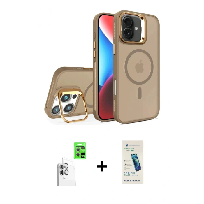 MARSİLYAN™- iPhone 16 Plus Kılıf Akış Form - Şeffaf Pasifik Cam Ekran Koruyucu + Raze Metal Kamera Lens - BZ