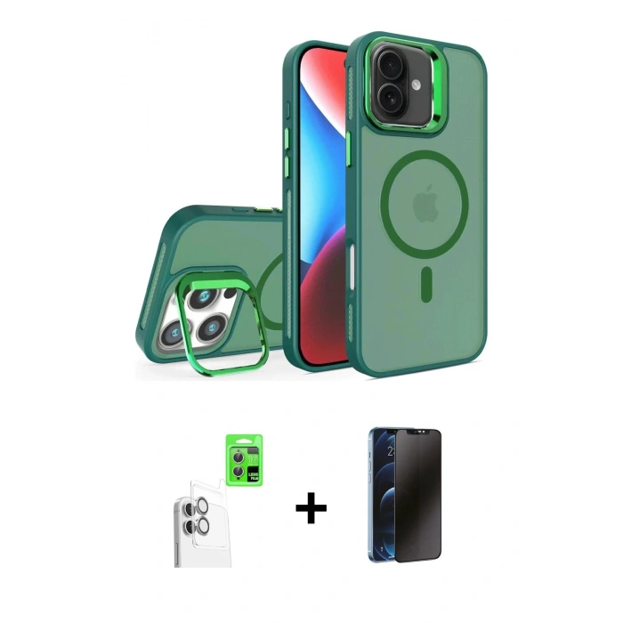 MARSİLYAN™- iPhone 16 Plus Kılıf Akış Form - Siyah 3D Antistatik Hayalet Cam Ekran Koruyucu + Raze Metal Kamera Lens - BZ