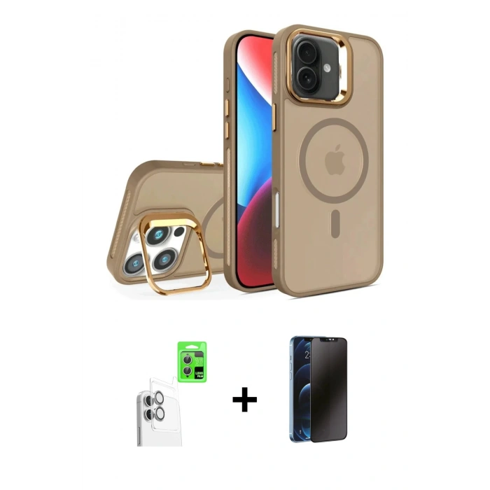 MARSİLYAN™- iPhone 16 Plus Kılıf Akış Form - Siyah 3D Antistatik Hayalet Cam Ekran Koruyucu + Raze Metal Kamera Lens - BZ