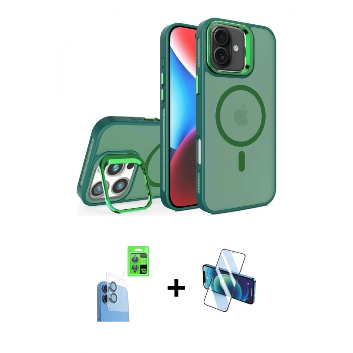 MARSİLYAN™- iPhone 16 Plus Kılıf Akış Form - Siyah 3D Antistatik Seramik Nano Ekran Koruyucu + Raze Metal Kamera Lens - LT