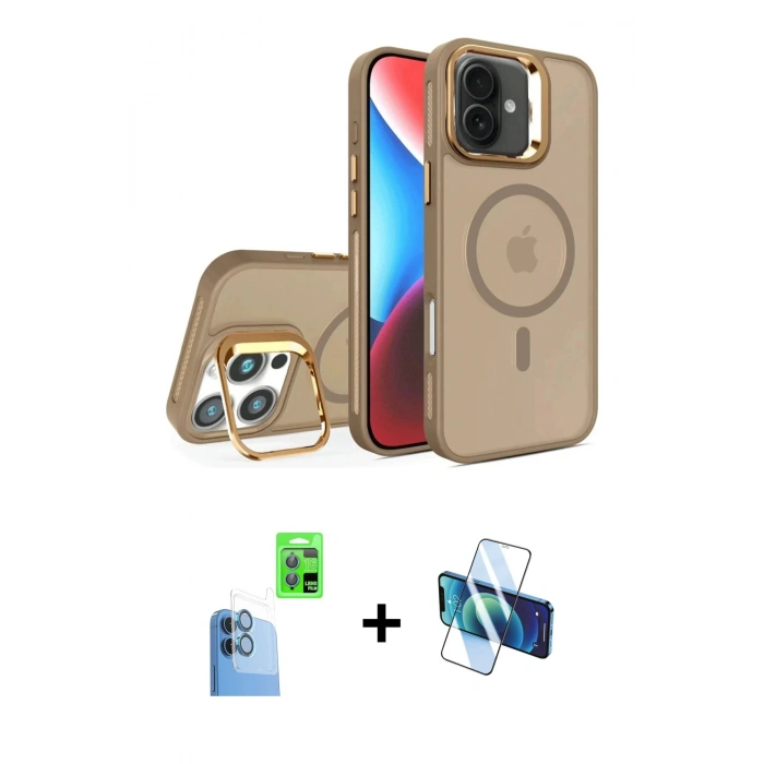 MARSİLYAN™- iPhone 16 Plus Kılıf Akış Form - Siyah 3D Antistatik Seramik Nano Ekran Koruyucu + Raze Metal Kamera Lens - LT