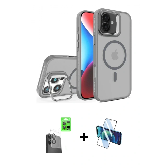 MARSİLYAN™- iPhone 16 Plus Kılıf Akış Form - Siyah 3D Antistatik Seramik Nano Ekran Koruyucu + Raze Metal Kamera Lens - SH