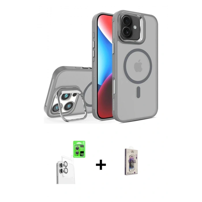 MARSİLYAN™- iPhone 16 Plus Kılıf Akış Form - Siyah Bilvis 3D Cam Ekran Koruyucu + Raze Metal Kamera Lens - BZ