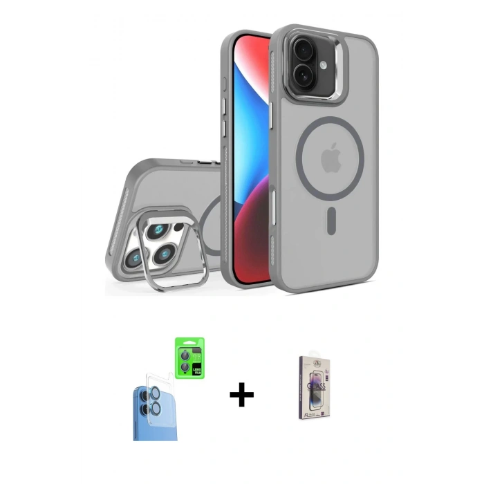 MARSİLYAN™- iPhone 16 Plus Kılıf Akış Form - Siyah Bilvis 3D Cam Ekran Koruyucu + Raze Metal Kamera Lens - LT