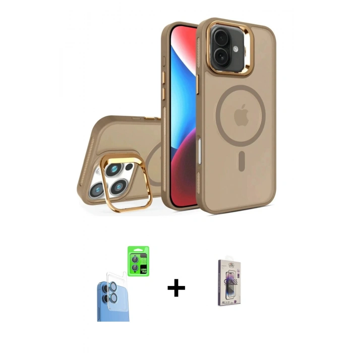 MARSİLYAN™- iPhone 16 Plus Kılıf Akış Form - Siyah Bilvis 3D Cam Ekran Koruyucu + Raze Metal Kamera Lens - LT