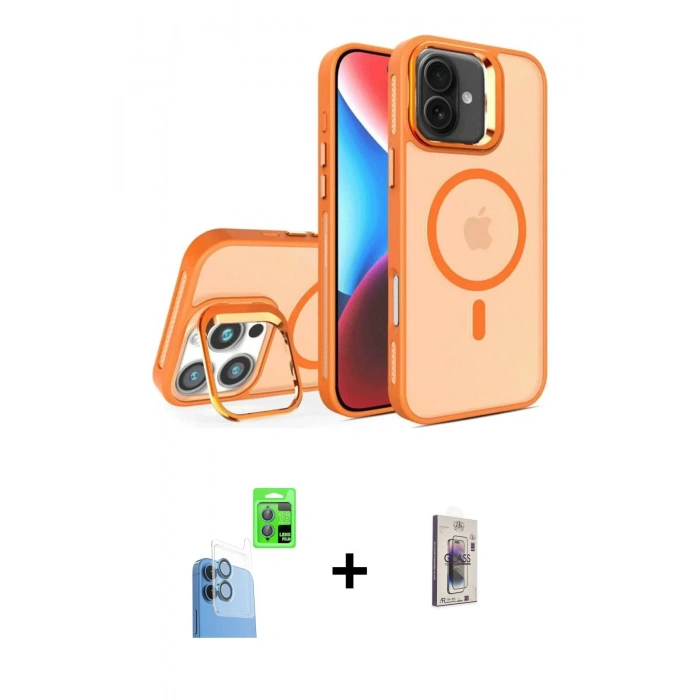 MARSİLYAN™- iPhone 16 Plus Kılıf Akış Form - Siyah Bilvis 3D Cam Ekran Koruyucu + Raze Metal Kamera Lens - LT