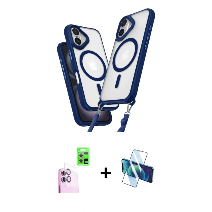 MARSİLYAN™- iPhone 16 Plus Kılıf Atlas Doku Koleksiyonu - Siyah 3D Antistatik Cam Ekran Koruyucu + Raze Metal Kamera Lens - PE