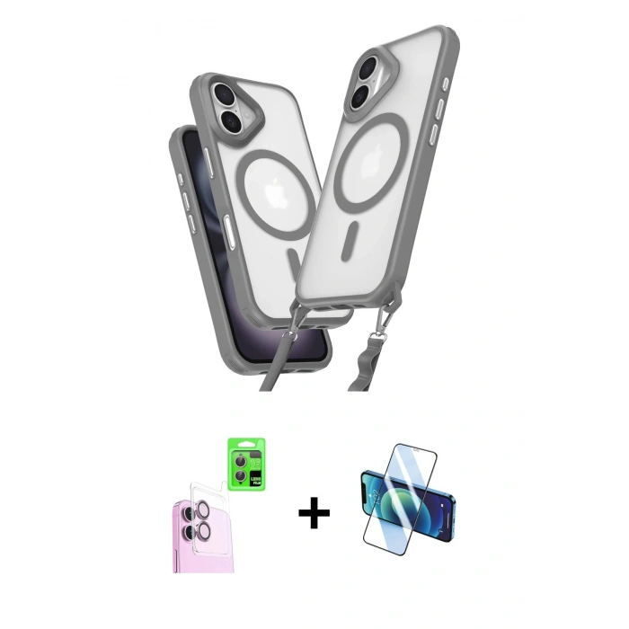MARSİLYAN™- iPhone 16 Plus Kılıf Atlas Doku Koleksiyonu - Siyah 3D Antistatik Cam Ekran Koruyucu + Raze Metal Kamera Lens - PE