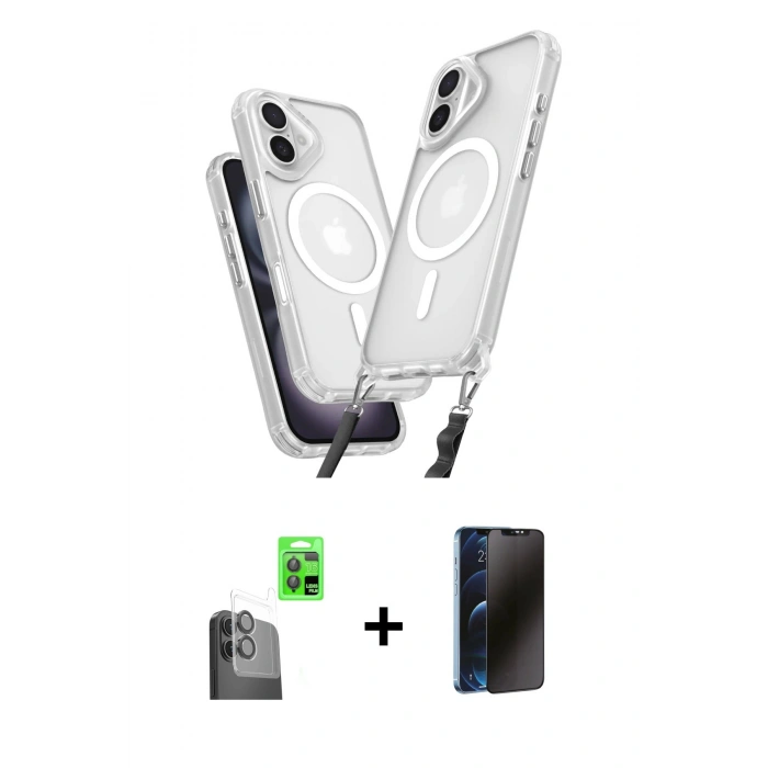 MARSİLYAN™- iPhone 16 Plus Kılıf Atlas Doku Koleksiyonu - Siyah 3D Antistatik Hayalet Cam Ekran Koruyucu + Raze Metal Kamera Lens - SH