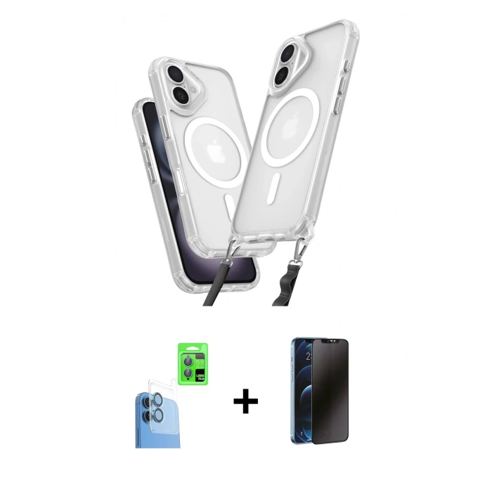 MARSİLYAN™- iPhone 16 Plus Kılıf Atlas Doku Koleksiyonu - Siyah 3D Antistatik Hayalet Cam Ekran Koruyucu + Raze Metal Kamera Lens - LT