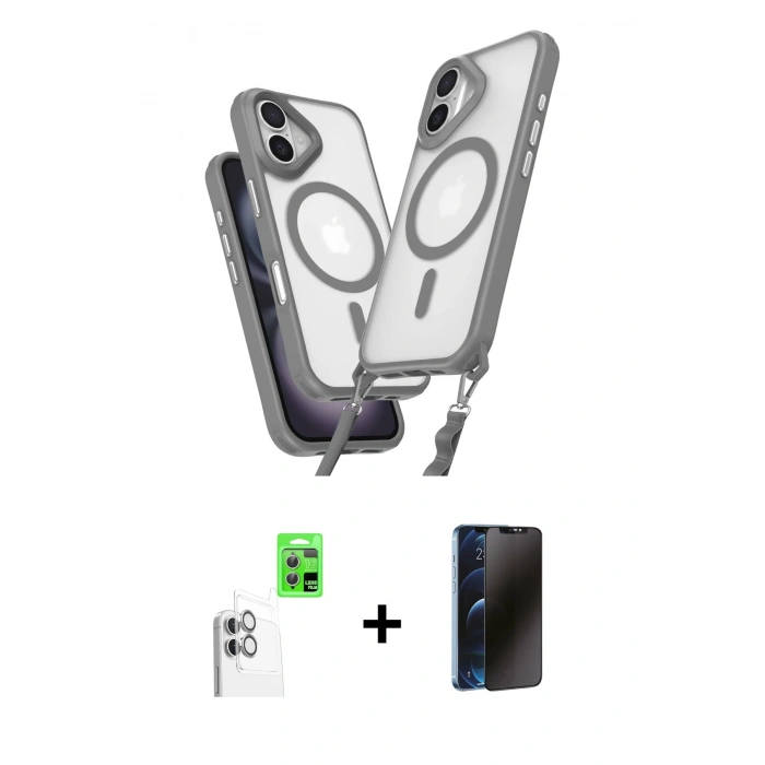 MARSİLYAN™- iPhone 16 Plus Kılıf Atlas Doku Koleksiyonu - Siyah 3D Antistatik Hayalet Cam Ekran Koruyucu + Raze Metal Kamera Lens - BZ