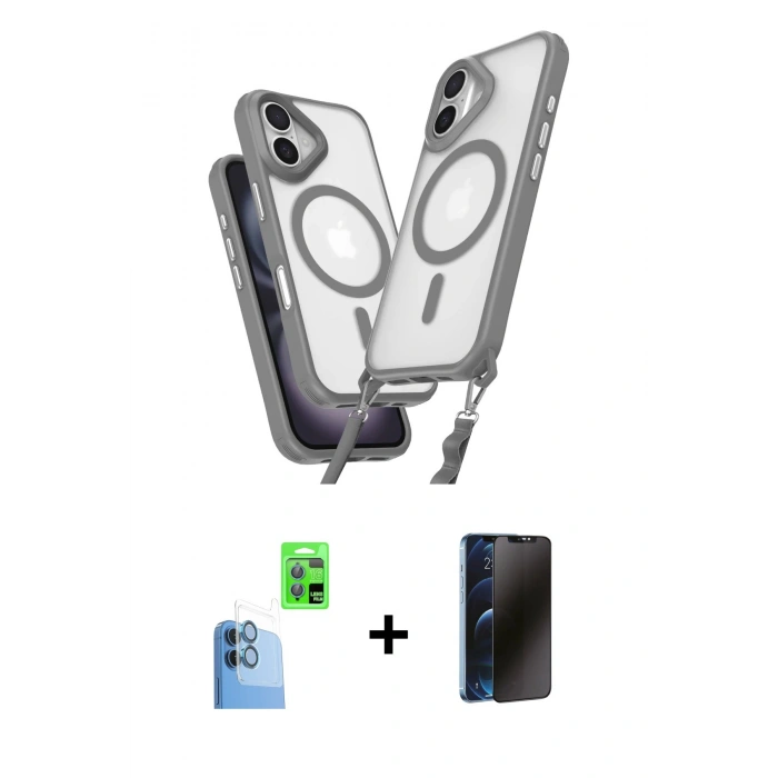 MARSİLYAN™- iPhone 16 Plus Kılıf Atlas Doku Koleksiyonu - Siyah 3D Antistatik Hayalet Cam Ekran Koruyucu + Raze Metal Kamera Lens - LT