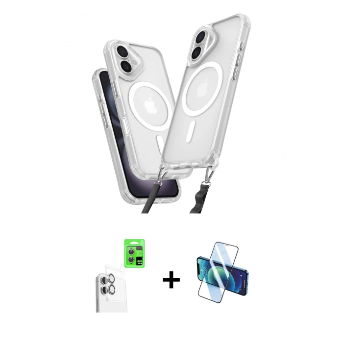 MARSİLYAN™- iPhone 16 Plus Kılıf Atlas Doku Koleksiyonu - Siyah 3D Antistatik Seramik Nano Ekran Koruyucu + Raze Metal Kamera Lens - BZ