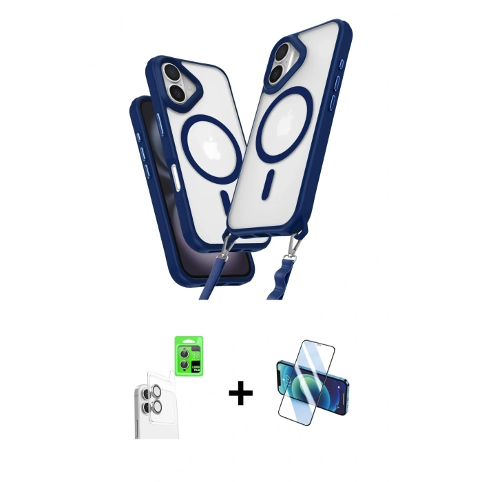 MARSİLYAN™- iPhone 16 Plus Kılıf Atlas Doku Koleksiyonu - Siyah 3D Antistatik Seramik Nano Ekran Koruyucu + Raze Metal Kamera Lens - BZ