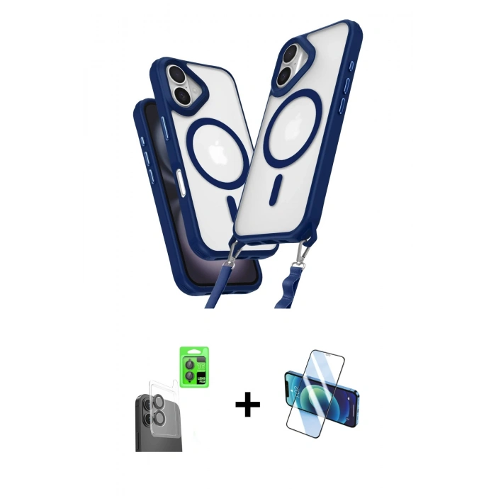 MARSİLYAN™- iPhone 16 Plus Kılıf Atlas Doku Koleksiyonu - Siyah 3D Antistatik Seramik Nano Ekran Koruyucu + Raze Metal Kamera Lens - SH