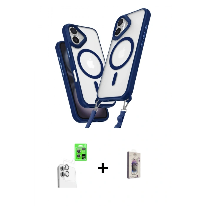 MARSİLYAN™- iPhone 16 Plus Kılıf Atlas Doku Koleksiyonu - Siyah Bilvis 3D Cam Ekran Koruyucu + Raze Metal Kamera Lens - BZ
