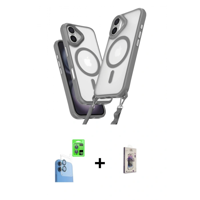 MARSİLYAN™- iPhone 16 Plus Kılıf Atlas Doku Koleksiyonu - Siyah Bilvis 3D Cam Ekran Koruyucu + Lacivert Raze Metal Kamera Lens
