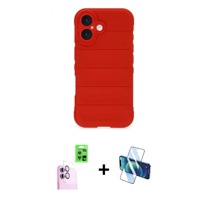 MARSİLYAN™- iPhone 16 Plus Kılıf Atlas Koleksiyonu - Siyah 3D Antistatik Seramik Nano Ekran Koruyucu + Raze Metal Kamera Lens - PE