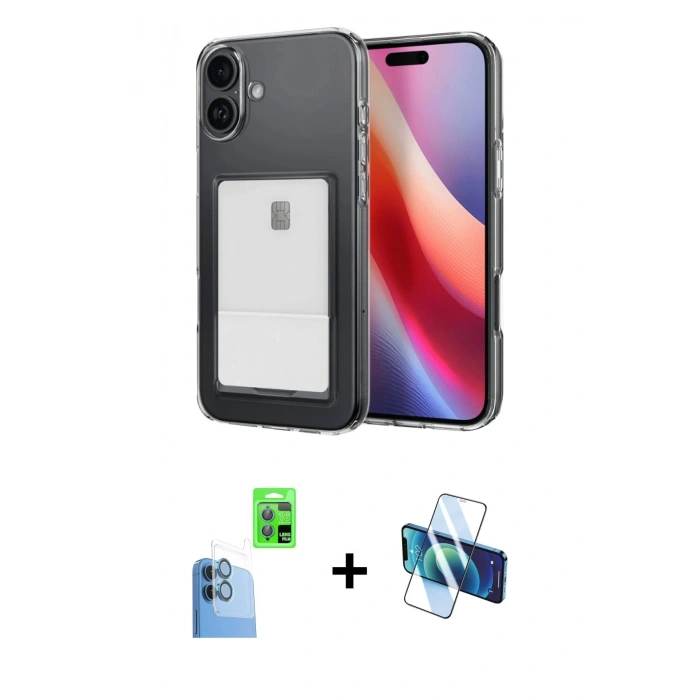 MARSİLYAN™- iPhone 16 Plus Kılıf Doruk Klasik Koleksiyonu - Siyah 3D Antistatik Seramik Nano Ekran Koruyucu + Raze Metal Kamera Lens - LT