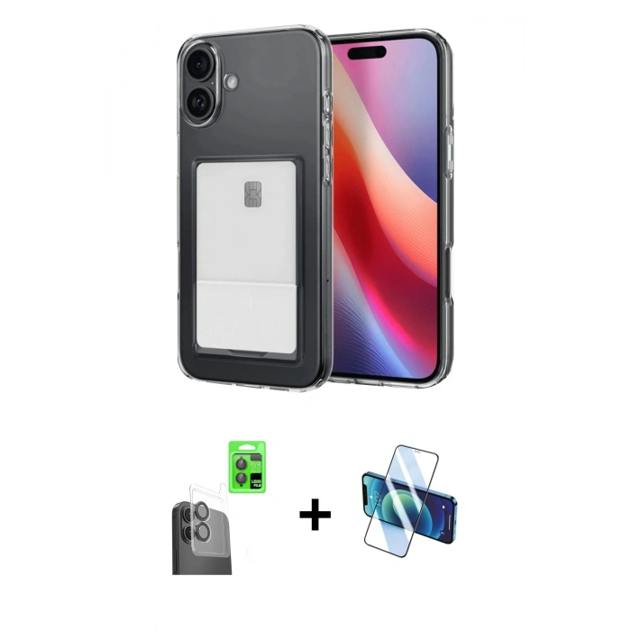 MARSİLYAN™- iPhone 16 Plus Kılıf Doruk Klasik Koleksiyonu - Siyah 3D Antistatik Seramik Nano Ekran Koruyucu + Raze Metal Kamera Lens - SH