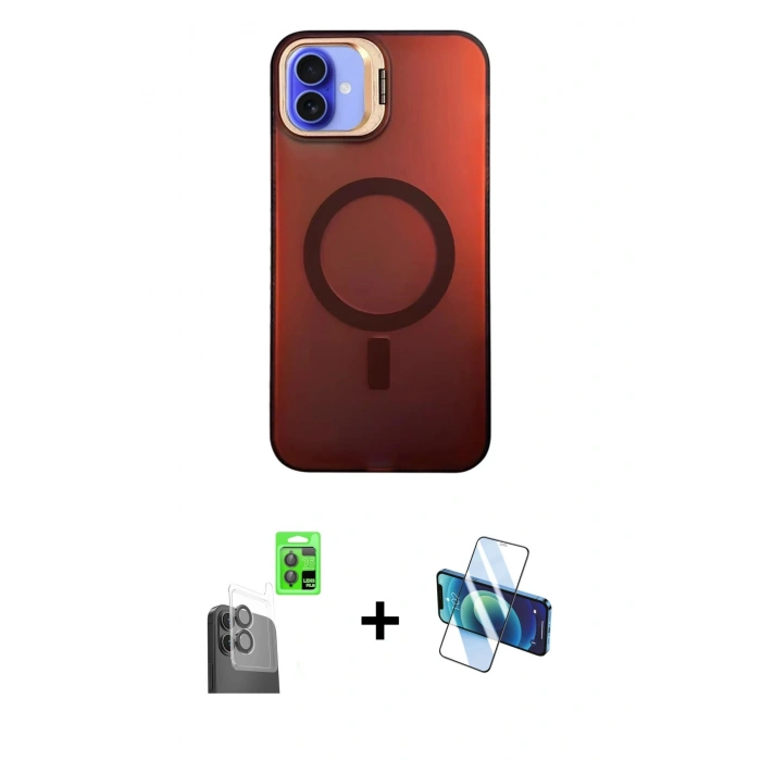MARSİLYAN™- iPhone 16 Plus Kılıf Doruk Klasik Prime - Siyah 3D Antistatik Cam Ekran Koruyucu + Raze Metal Kamera Lens - SH