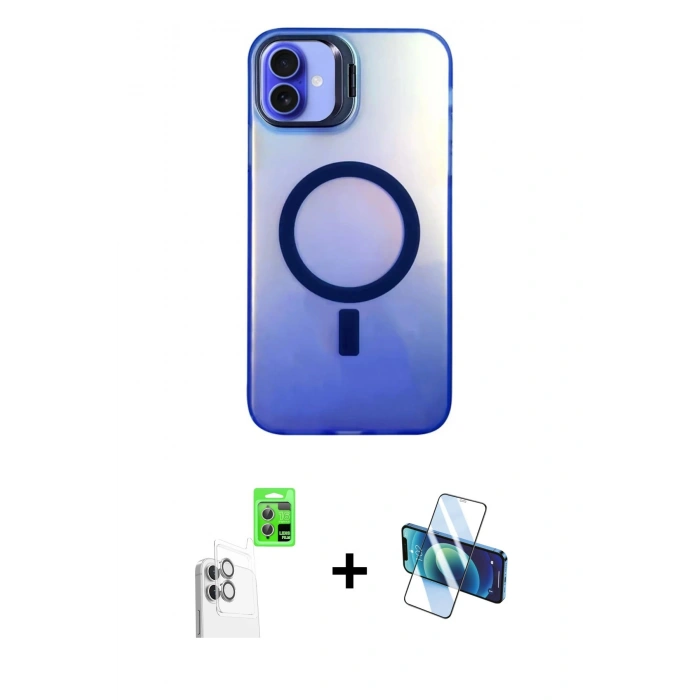 MARSİLYAN™- iPhone 16 Plus Kılıf Doruk Klasik Prime - Siyah 3D Antistatik Seramik Nano Ekran Koruyucu + Raze Metal Kamera Lens - BZ