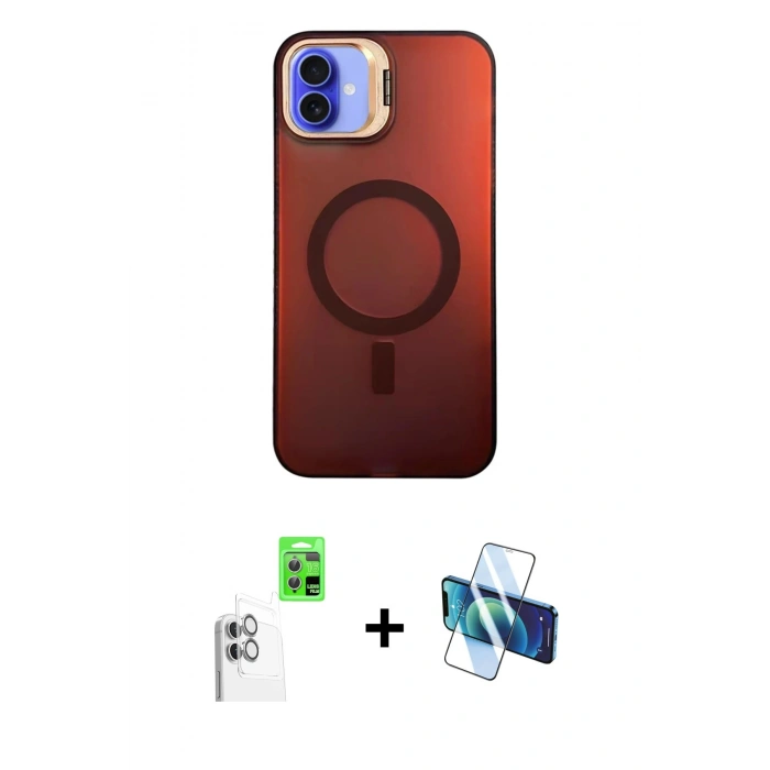 MARSİLYAN™- iPhone 16 Plus Kılıf Doruk Klasik Prime - Siyah 3D Antistatik Seramik Nano Ekran Koruyucu + Raze Metal Kamera Lens - BZ